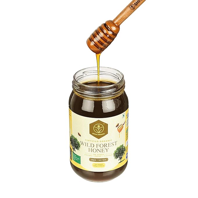 Shiva Organic's Wild Forest Honey - NPOP Organic Certified NMR Tested Natural Honey No Added Sugar Flavorful - 35.27 Ounces (1000g)