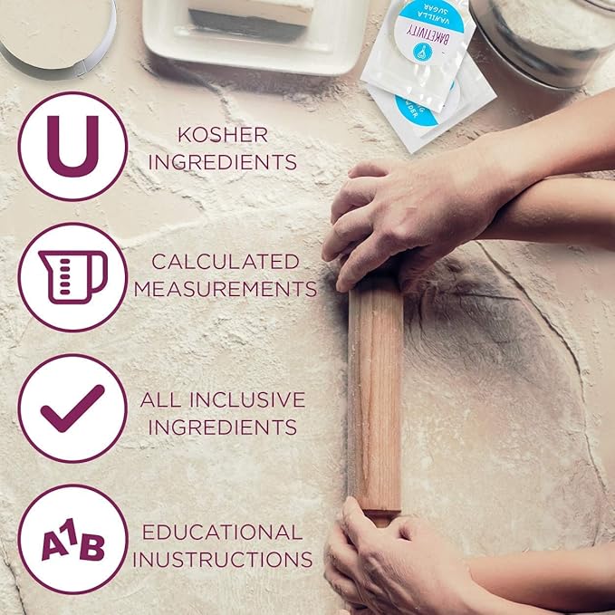 Baketivity Kids Baking Set Meal Cooking Party Supply Kit for Teens Real Fun Little Junior Chef Essential Kitchen Lessons Includes Pre-Measured Ingredients (Kit + Hat &amp Apron Bagels)