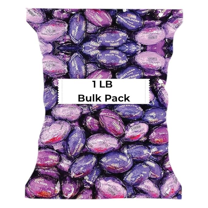 CandyKrave Hersheyes Easter Dark Eggs Milk Chocolate Candy - 1lb Individually wrapped Foils Easter Eggs Candy - Bulk easter chocolate candy for Snacking Pinata Celebrations Parties Gifting &amp Mo