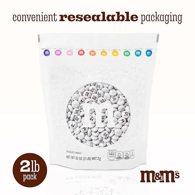 M&ampM’S WORLD “Mr. and Mr.” Milk Chocolate Candy 2 lbs Bulk Candy for Wedding Decorations Unique Favors or Cake Topper