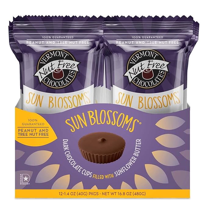 Vermont Nut Free Chocolates Sun Blossoms® (Dark Chocolate) 12 Count Nut-Free Egg-Free Kosher
