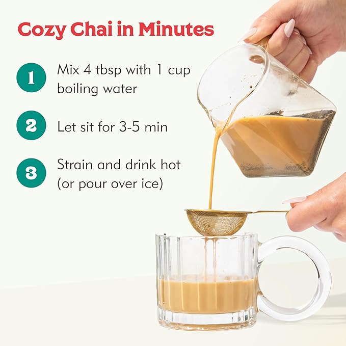 Gingerbread Chai Latte – 12 Spiced Chai Servings – Ceylon Tea Powder with Whole Milk – Cozy Holiday Chai Mix – No Refined Sugar – Cinnamon Ginger Blend