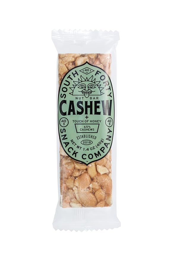 South 40 Snacks Crunchy Cashew Bar Just 4 Ingredients Touch of Honey (40g Bar Pack of 12)