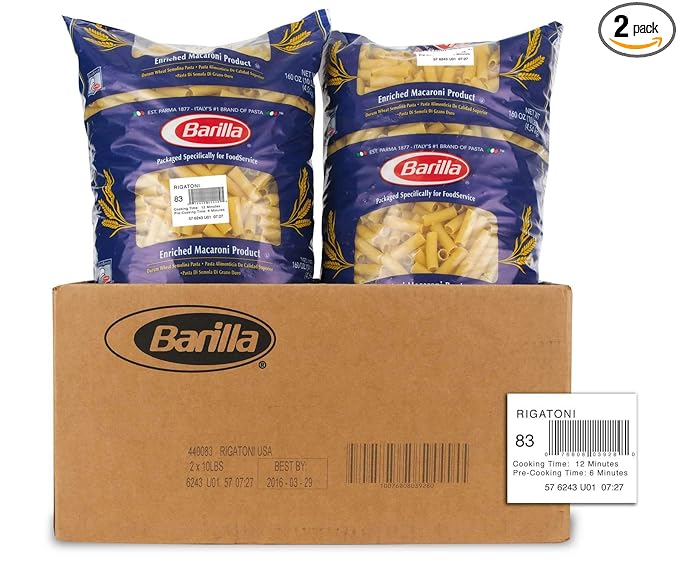 Rigatoni Pasta 10 Pound -- 2 Case