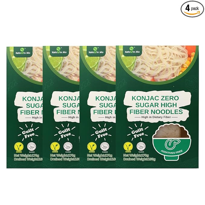 Ketoslim Mo High Fiber Konnyaku Noodles – Keto Vegan Paleo Low Carb High Fiber Sugar-Free &amp Gluten-Free 160g 4 Packs