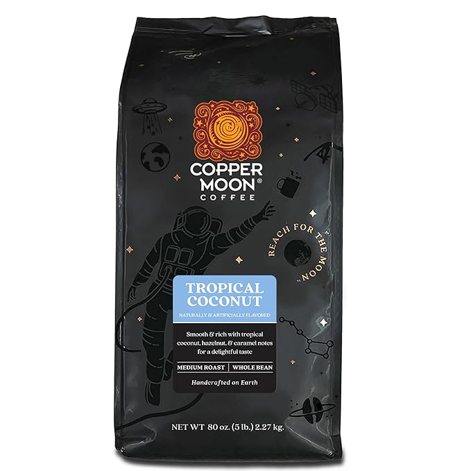 Copper Moon Medium Roast Whole Bean Coffee Tropical Coconut Blend 5 Lb