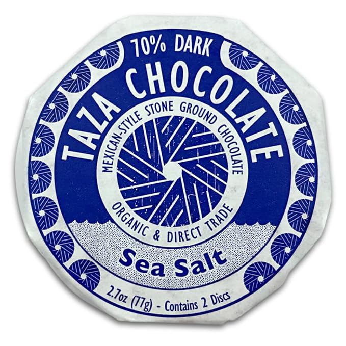 Taza Chocolate Organic Mexican-Style Disc 70% Dark Chocolate Sea Salt 2.7 Oz (12 Pack) Vegan