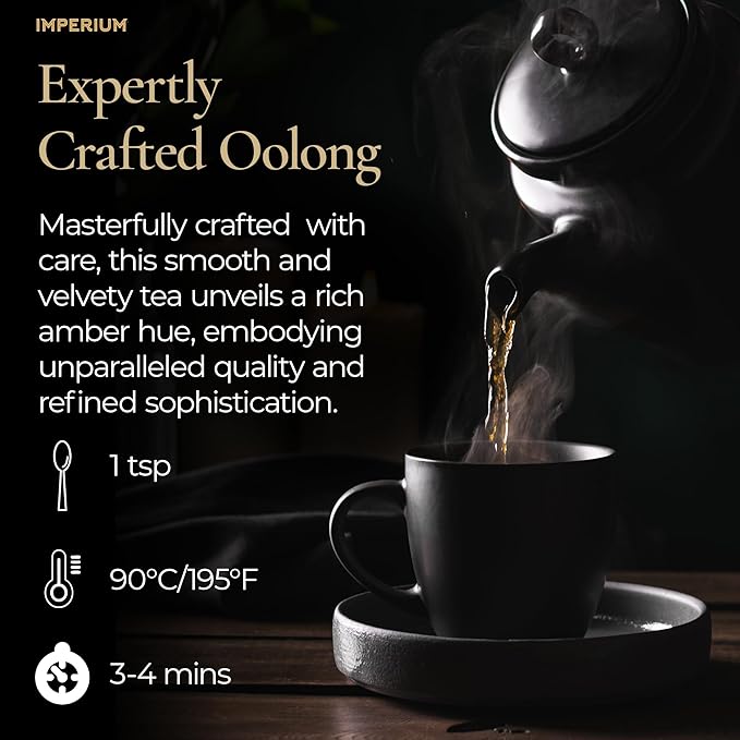 Imperium Lapsang Oolong Tea Loose Leaf (4oz) Hand-Picked Premium Oolong Brews 100 Cups Naturally Bold Beverage Robust Smoky Flavor Deep Aroma Comforting Smooth Finish Energizing Experience