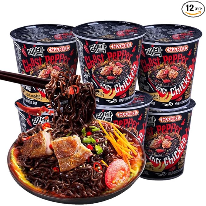 Super spicy Gui Jiao Noodles Ghost Pepper Noodles Hot &amp Spicy Packaging black noodle Dry mixed noodles Instant Quick noodles Spicy Hot Ramen (12 pack)