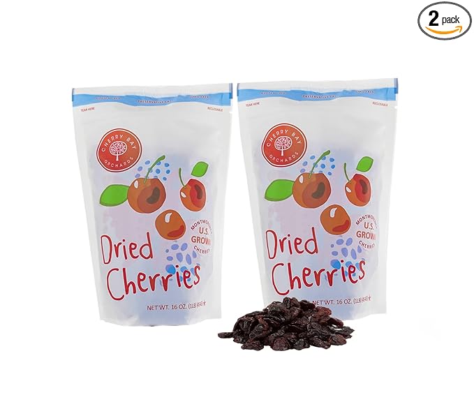 Cherry Bay Orchards - Dried Montmorency Tart Cherries - Pack of Two 16 oz Bags (32oz Total) - 100% Domestic Natural Kosher Certified Gluten-Free and GMO Free - Packed in a Resealable Pouch