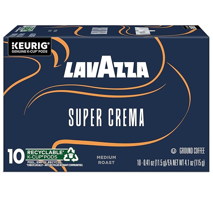 Lavazza Super Crema Single Serve Keurig K-Cup Pods Medium Espresso Roast Coffee 60 Count (6 Packs of 10)