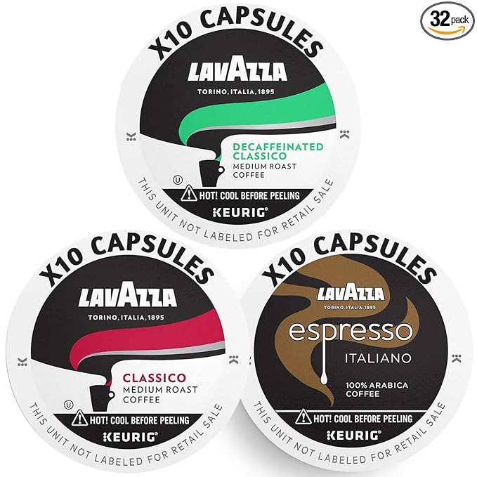 Lavazza K-Cups Variety Pack - Espresso-Italiano-Classico Medium Roast Espresso Pods Intense Flavor with Dried Fruit Notes Keurig Compatible - 24 each
