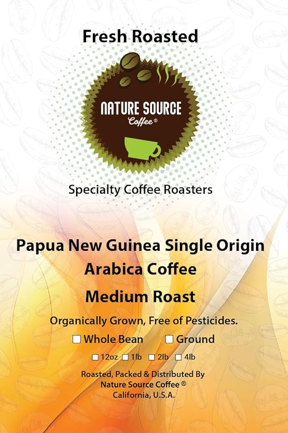 Papua New Guinea Single Origin Arabica Coffee Medium Roast Whole Bean 2lbs 1-Pack