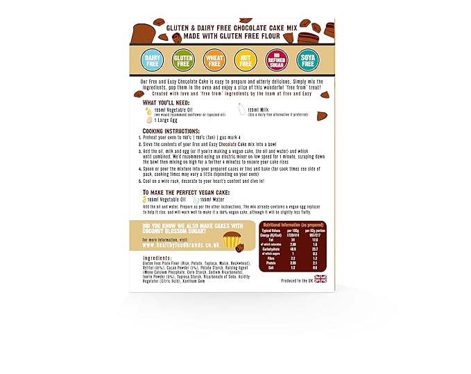 Free &amp Easy Gluten Free Vegan Chocolate Cake Mix 350g