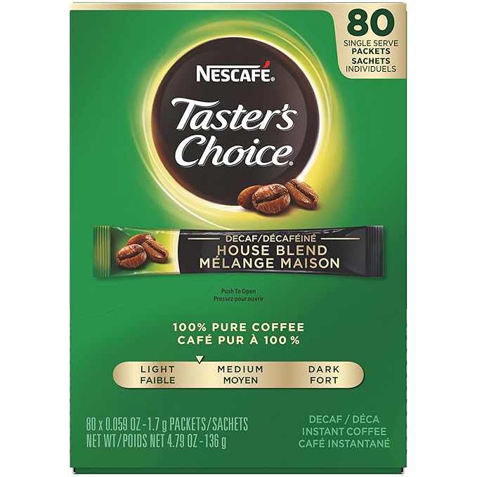 Nescafe Instant Coffee Packets Decaf Taster's Choice Light Roast 1.7 g Singles (Pack of 80