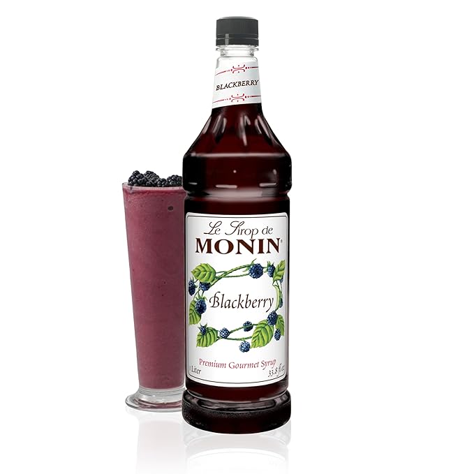 Monin - Blackberry Syrup Delicious Berry Flavored Syrup Cocktail Syrup Authentic Flavor Drink Mix Simple Syrup for Iced Tea Lemonade Cocktails &amp More Clean Label Gluten-Free (1 Liter)