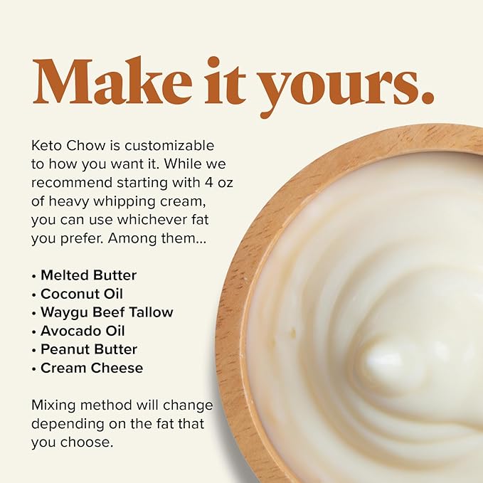 Keto Chow Egg Nog - Keto Meal Replacement Shake Powder - Nutritionally Complete - Low Carb - Delicious Easy Meal Substitute - Protein Rich You Choose The Fat - 21 Meal Serving