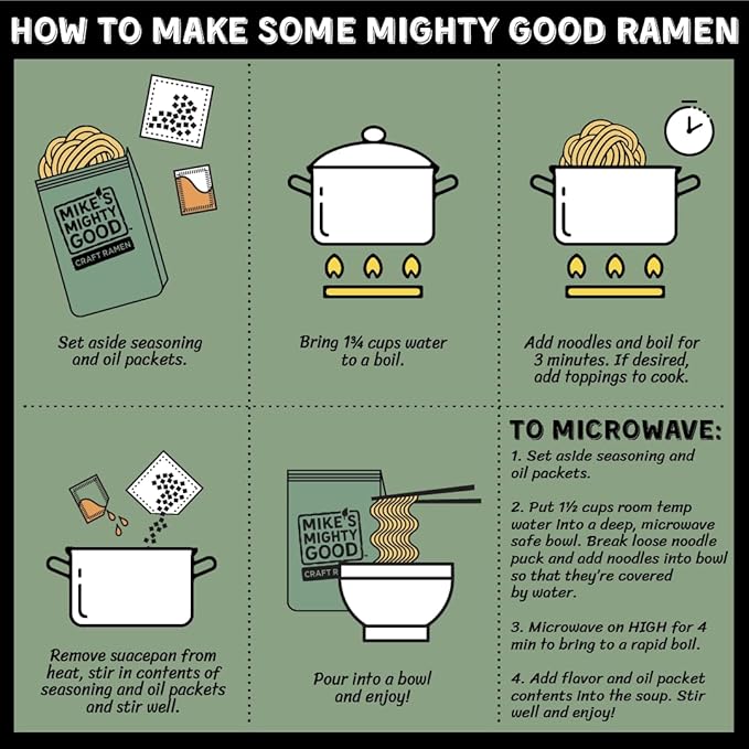 Mike's Mighty Good Vegetarian Miso Soup - Instant Ramen Noodles - Organic and Non-GMO Instant Noodles - Miso Ramen - Vegan Soup - 2.1 Ounces - 7 Pillow Packs