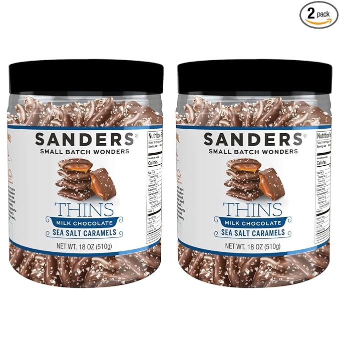 Sanders Milk Chocolate Sea Salt Caramel Thins Tub 18 oz. 2-Pack (2 x 18 oz. tub)