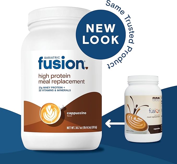Bariatric Fusion Cappucino Meal Replacement 27g Protein Powder 21 Serving Tub for Bariatric Surgery Patients Including Gastric Bypass and Sleeve Gastrectomy - No Gluten Aspartame or Sugar