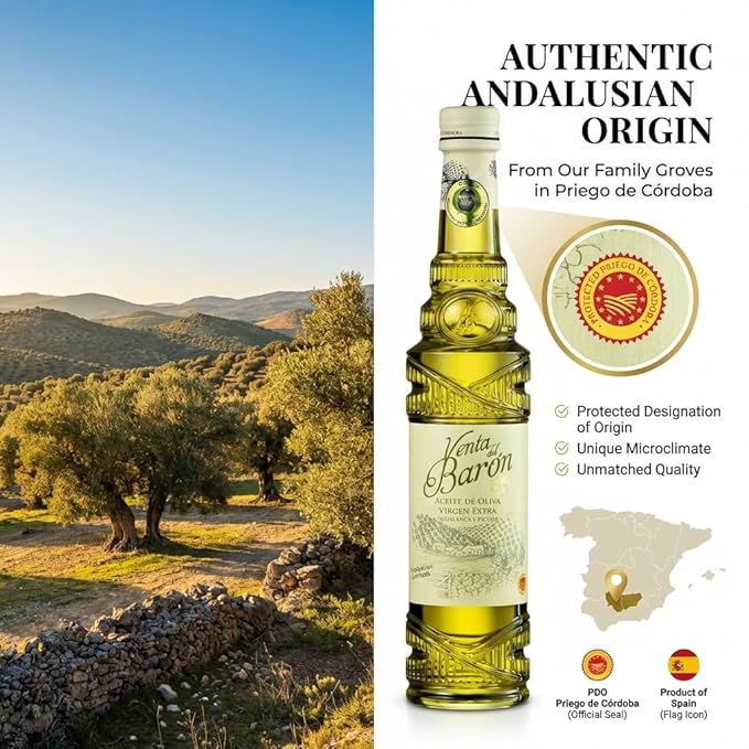 Venta del Barón - Voted World's Best Olive Oil - Extra Virgin Cold Pressed - High in Polyphenols - 84.5 fl oz (2.5 ltr) Tin