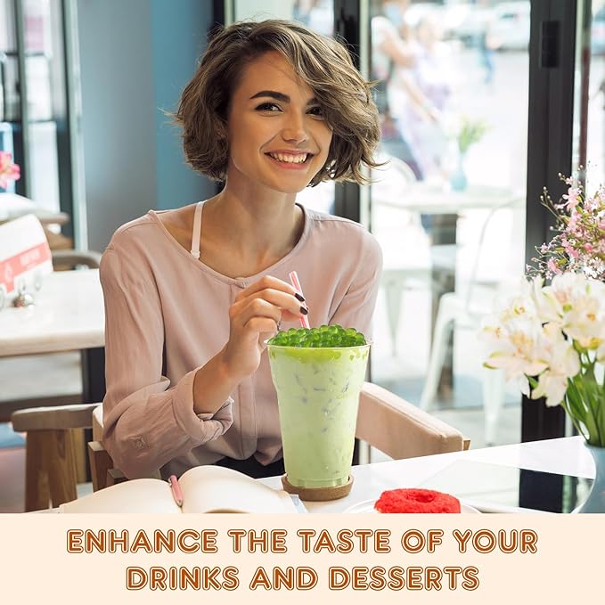 Fanale Kiwi Popping Boba Pearls Vegan Non GMO Gluten Free Fat Free Perfect for Bubble Tea Smoothies Ice Cream Desserts and Beverages.