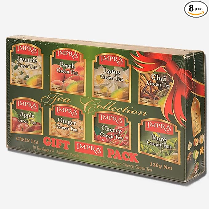 Impra Flavored Green Tea Gift Pack (8 Flavors) 80-count Tea Bags