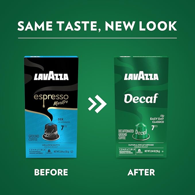 Lavazza Espresso Maestro Decaf (DEK) Aluminum Capsules Compatible with Nespresso* Original Machines Medium Espresso Roast Arabica and Robusta Blend (60 Capsules) - Packaging May Vary