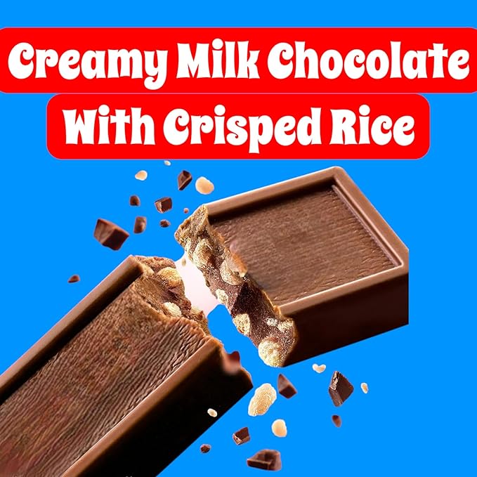 Crunchy Mini Bars -1.5 lbs Individually Wrapped Crunchy Bars Perfect for Snacking Sharing and Parties - Delicious Milk Chocolate with Crisped Rice(24 oz)