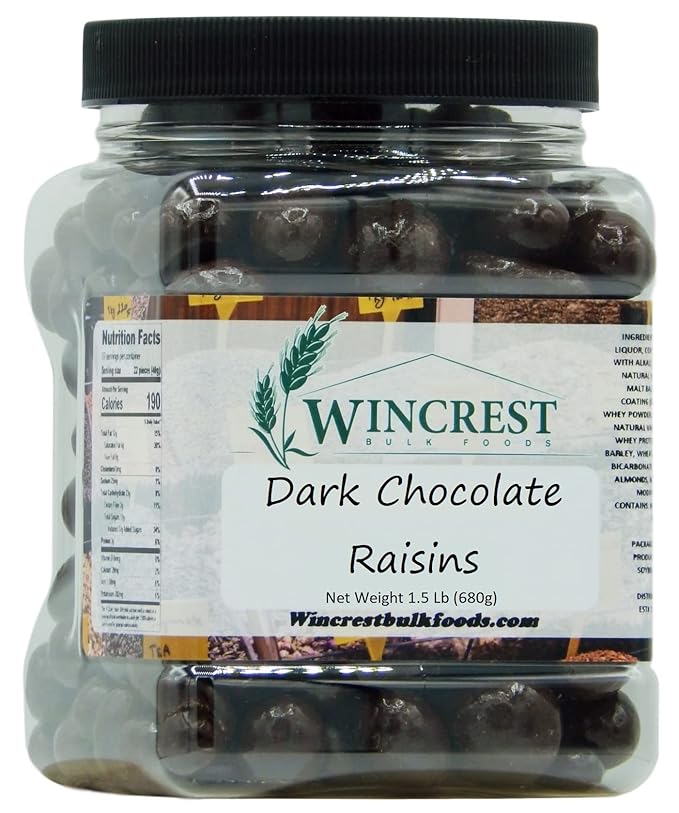 WinCrest Dark Chocolate Covered Raisins (1.5 Lb Tub)