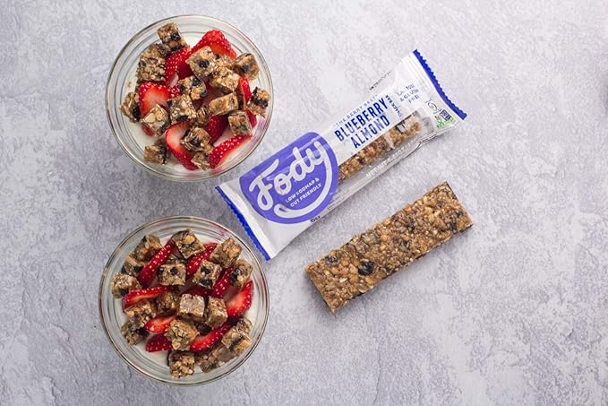 Fody Foods Snack Bars Variety Pack 1.41 Oz (Pack of 12) Almond Coconut &amp Blueberry Almond Protein Bars Low FODMAP Gut &amp IBS Friendly Vegan Lactose Free Non-GMO Gluten Free