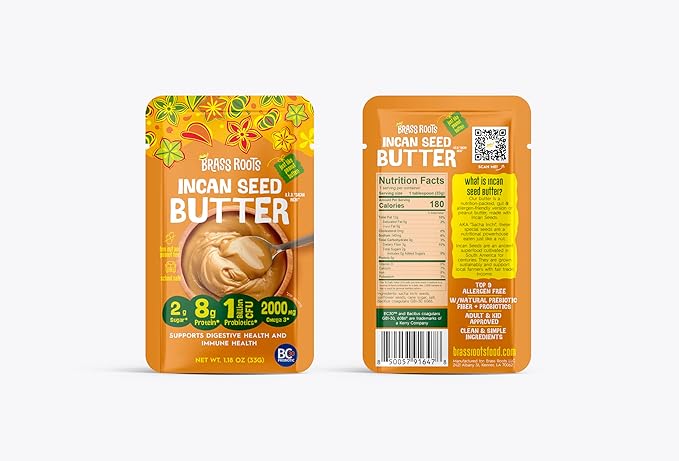 Brass Roots - Incan Seed Butter - Single Serving Grab n Go (10 Pack) - Peanut Butter Alternative - School Safe - Top 9 Allergy Free - Supports Gut Health