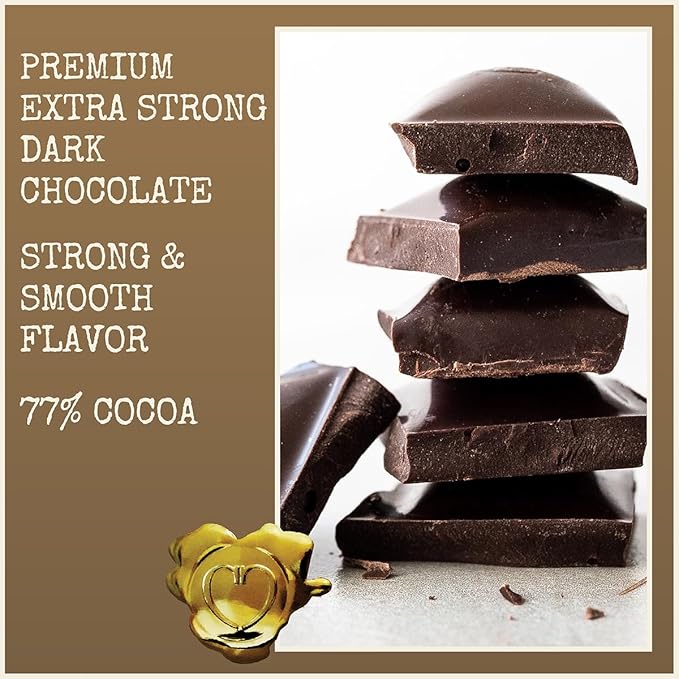 Chocolove Extra Strong Dark Chocolate Bars | 77% Cocoa | Strong &amp Smooth Premium Dark Chocolate | Rainforest Alliance Certified Non-GMO 3.2 oz Bar (12 Pack)