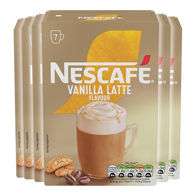 NESCAFÉ LATTE Vanilla Instant Coffee Sachets x7 (Pack of 6 Total 42 Sachets)
