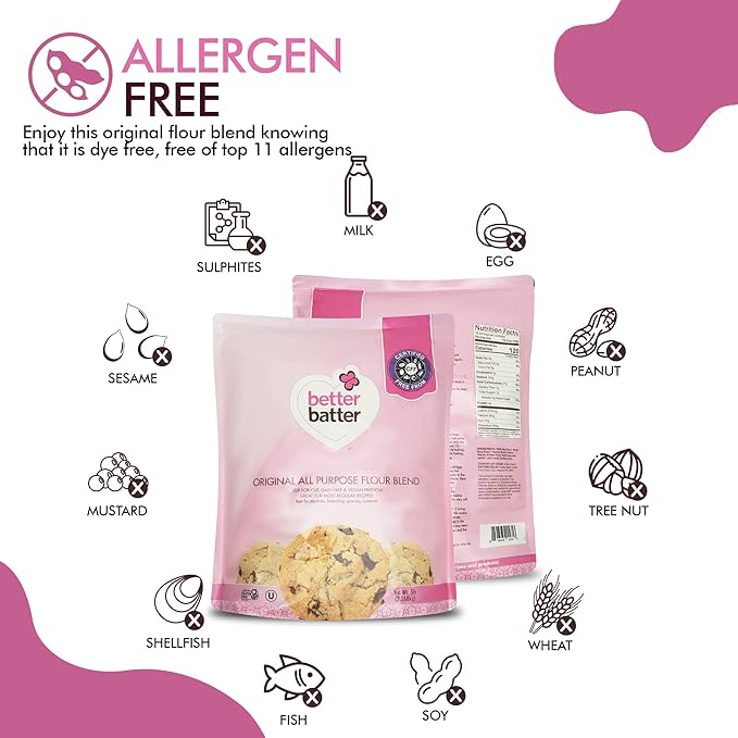 Better Batter Gluten Free Flour - Award Winning Nutritious Vegan Allergen Free &amp Kosher - Cup for Cup Alternative All-Purpose Baking Organic Non-GMO 25 lbs
