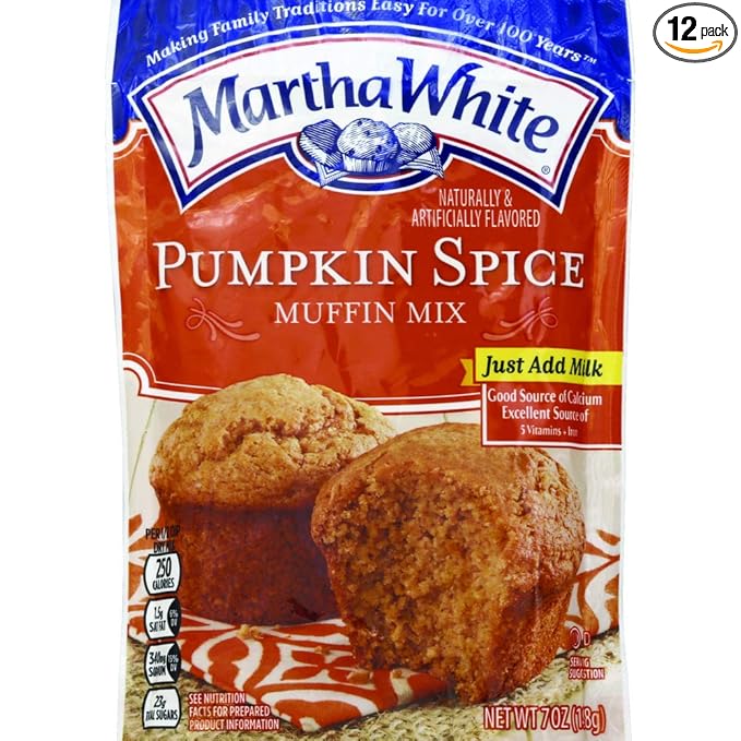 Martha White Pumpkin Spice Muffin Mix 7 Ounce (Pack of 12)