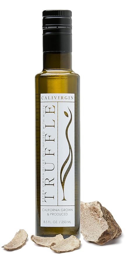 Calivirgin White Truffle Olive Oil - White Truffle Infused Extra Virgin Olive Oil - Cold Pressed Olive Oil - White Truffle Flavored Olive Oil - No Preservatives Organically Grown Olives - 250ml
