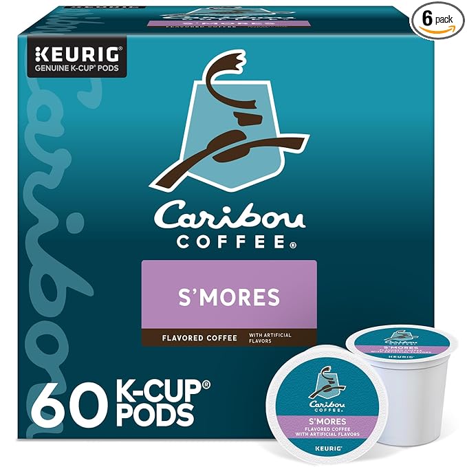 Caribou S’mores Cabin Coffee Single Serve Keurig K-Cup Pods Medium Roast Coffee 60 Count (6 Packs of 10)