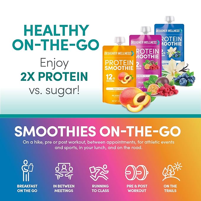 Designer Wellness Protein Smoothies Super Fruits Variety Pack and Tropical Fruit Bundle