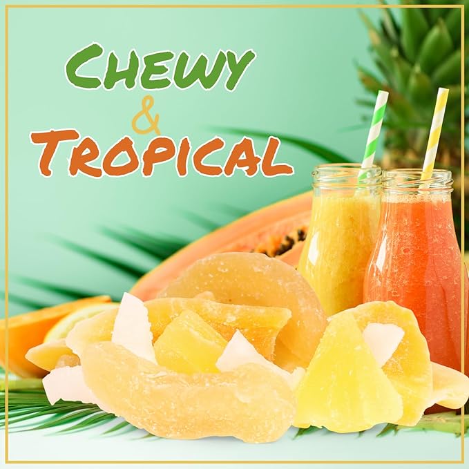 Tropical Mixed Dried Fruit Medley - 5 by Its Delish Lbs Bulk Bag | Healthy Snacks for Adults | Fresh Snack Mix Dry Fruit | Pineapple Mango Guava Coconut | Vegan Kosher