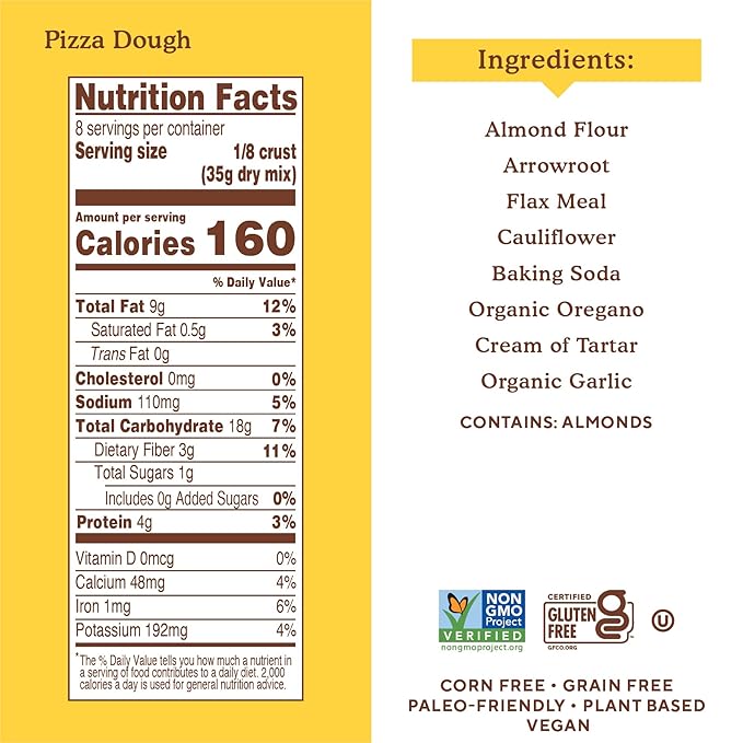 Simple Mills Almond Flour Cauliflower Pizza Dough Mix Gluten Free Made with whole foods 3 Count (Packaging May Vary)
