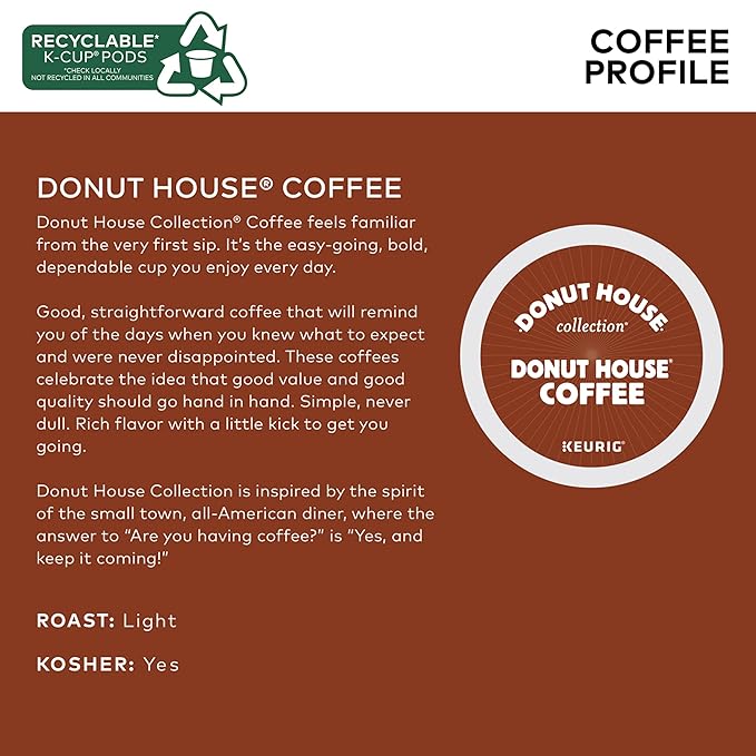 Donut House Collection Donut House Coffee Single-Serve Keurig K-Cup Pods Light Roast 120 Count (5 Boxes of 24 Pods)