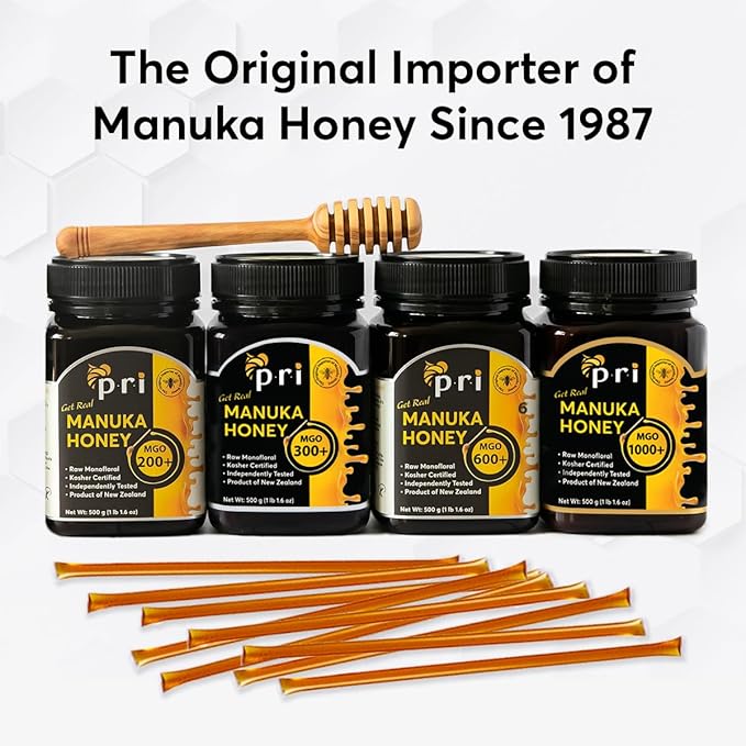 P.R.I Manuka Honey Sticks Certified MGO 60+ Raw New Zealand Manuka Honey Perfect for On-the-Go 50 count