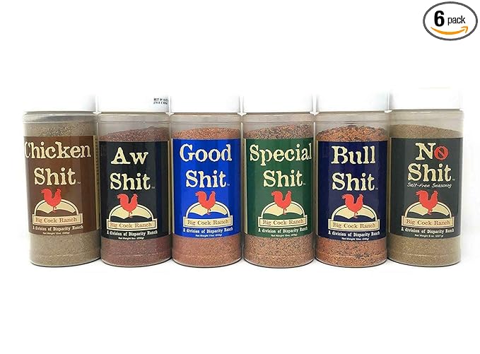 Big Cock Ranch Big 6 Sampler (Pack of 6 Seasonings with 1 each of Bull Special Good Aw Chicken and No)