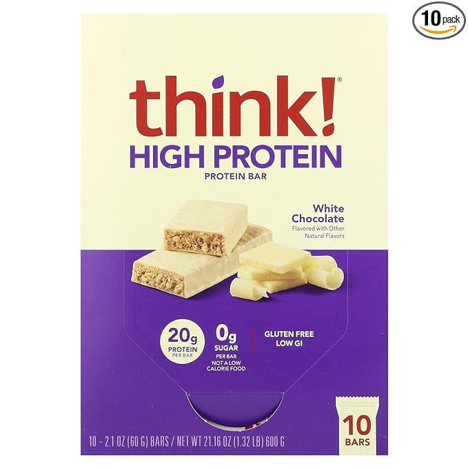Think ! High Protein Bars White Chocolate 10 Bars 2.1 oz (60 g) Each
