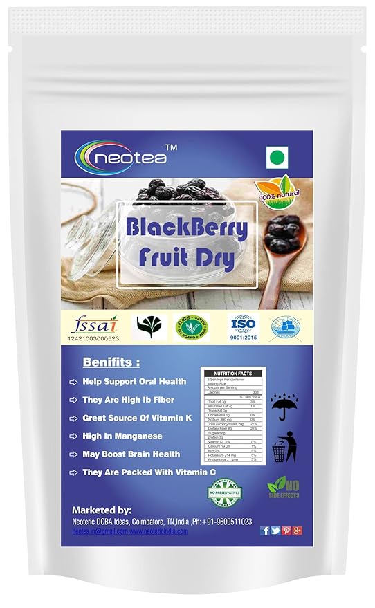 Neotea Fresh Black Berries Plum Dry Fruit 200 gm