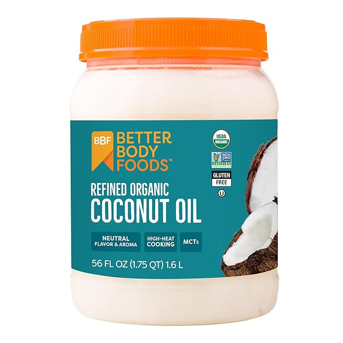 BetterBody Foods Organic Refined Coconut Oil 56 Fl Oz All Purpose Oil for Cooking Baking Hair and Skin Care