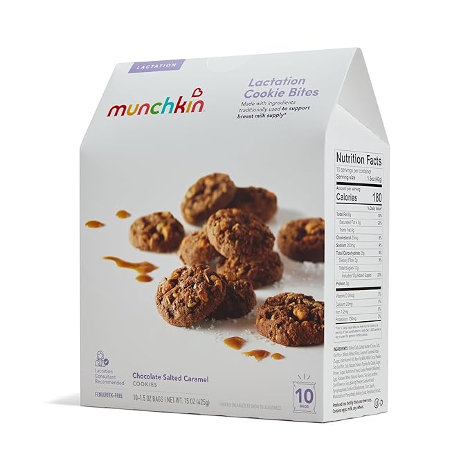 Munchkin Milkmakers Lactation Cookie Bites Chocolate Salted Caramel 10 Ct