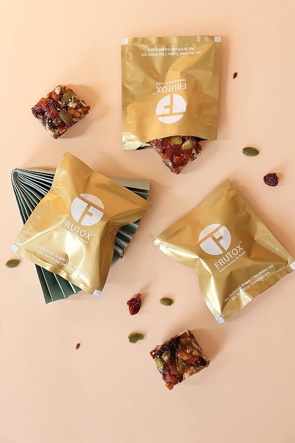 FRUTOX Dry Fruit Bites | Assorted Box : 2 Flavours (Rose Cashew Cranberry Almond) Pack of 16 pcs | Sugar free Tasty &amp Healthy Kids Friendly Rich in Protein