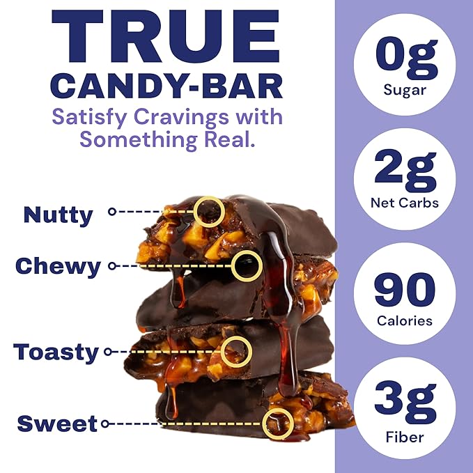 Krack’d Snacks Chocolate Snack Bars 10 Pk | Plant-Based Dark Chocolate Aloha Caramel with Almonds &amp Coconut | Gluten Free Candy Bars | Keto Chocolate Treats